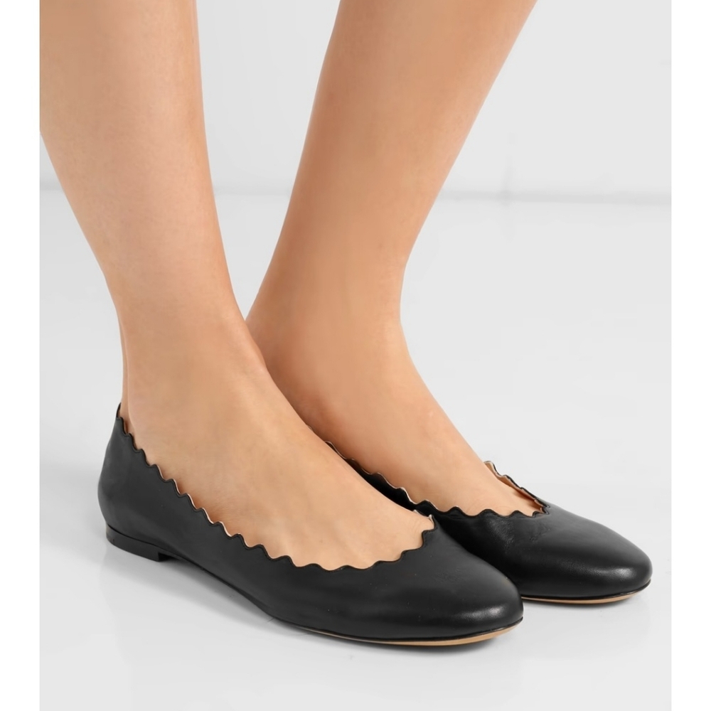 Chloé d Black Leather Ballet Flats